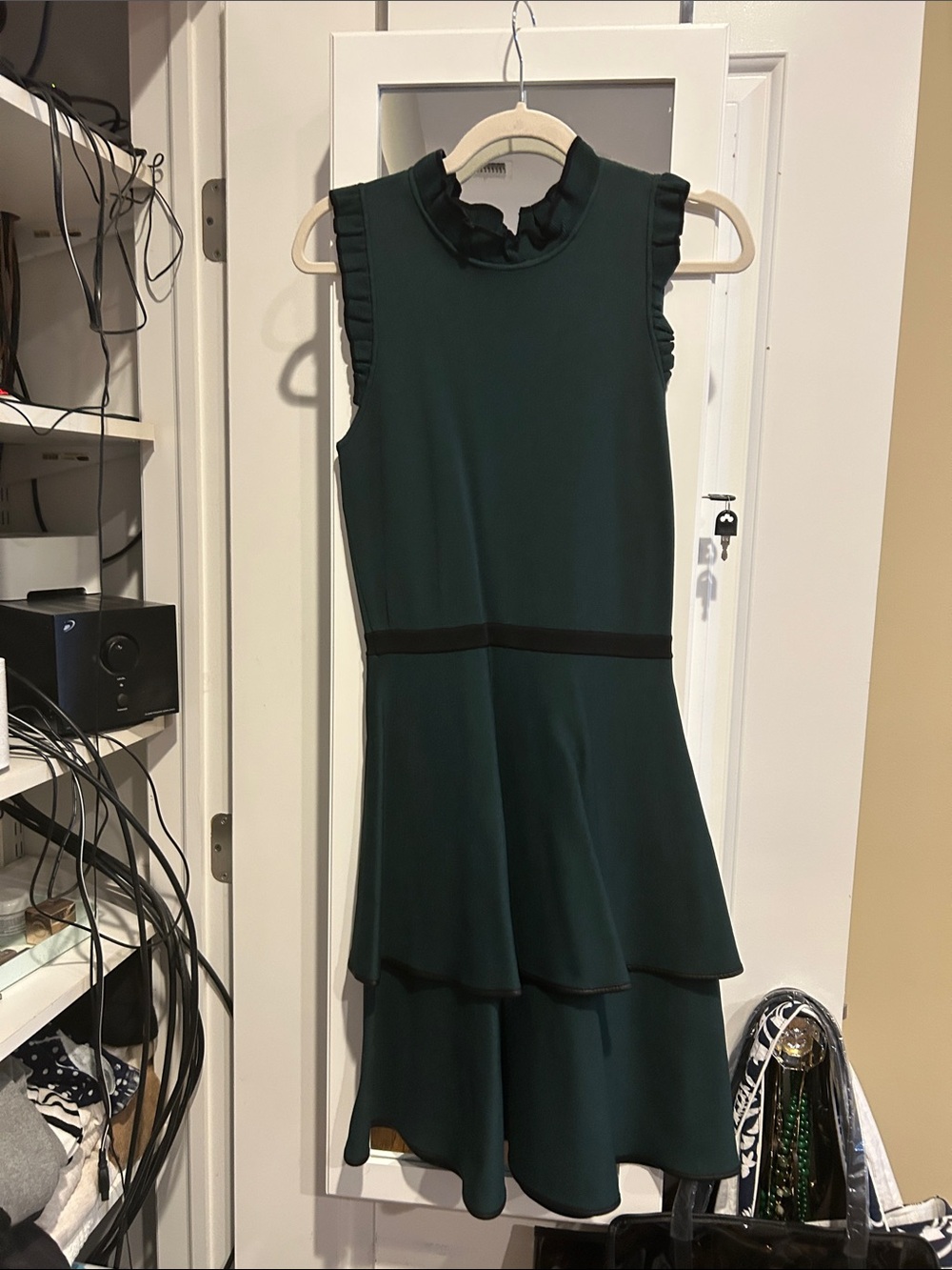 Parker Dark Emerald Ruffle Tiered Sleeveless Dress